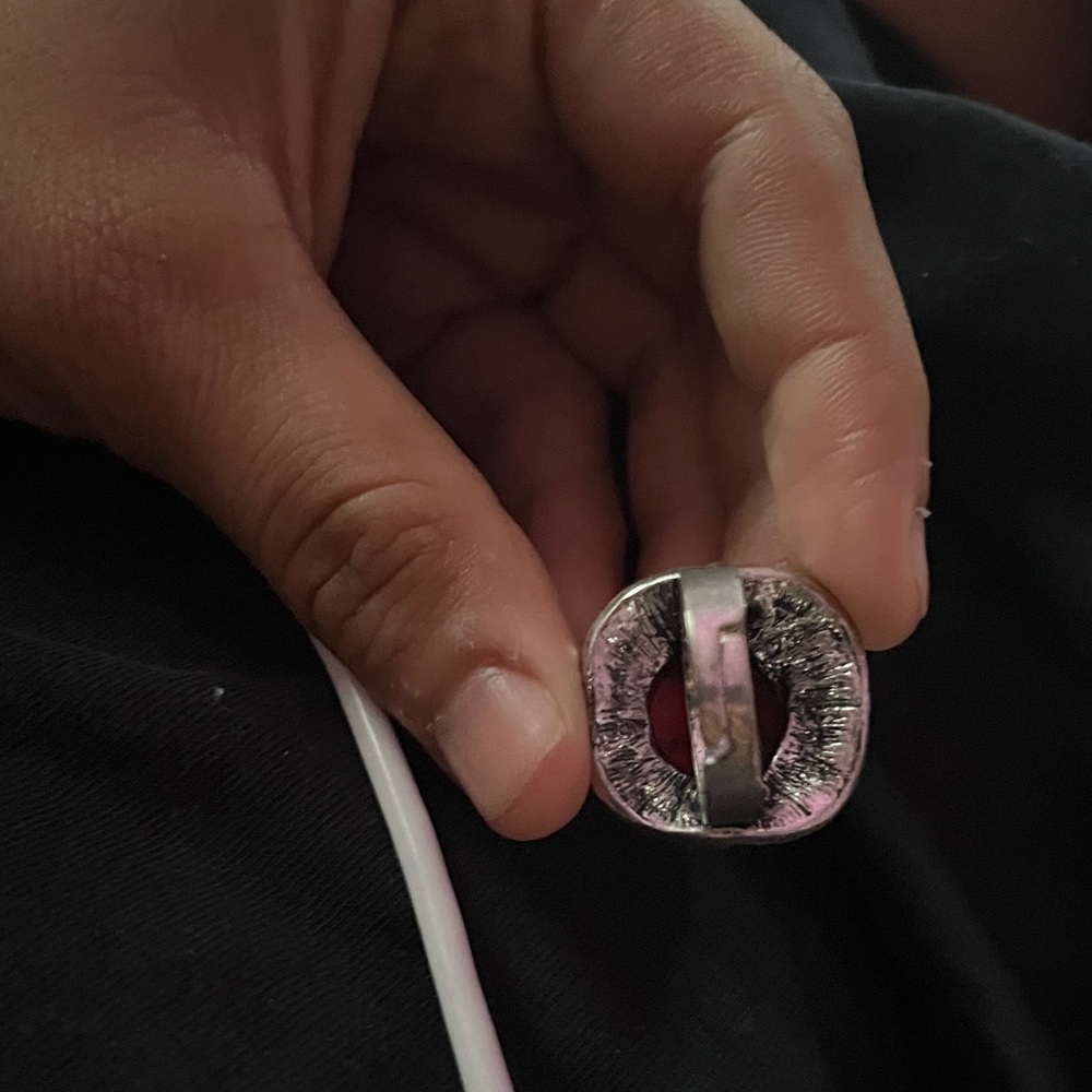 Silver And Red Statement Ring - image 2